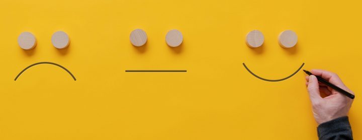 Drawing three faces with a pen