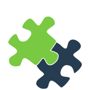 two puzzle piece icons connecting. Symbolizing how customer relationships should work.